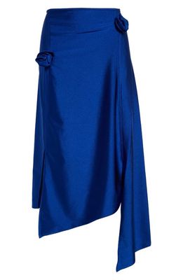 Coperni Rosette Asymmetric Jersey Midi Skirt in Blue