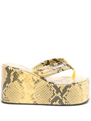 Coperni snake-print leather wedge sandals - Yellow