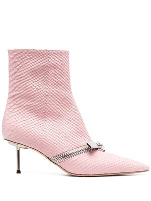 Coperni snakeskin-effect zip-detail boots - Pink