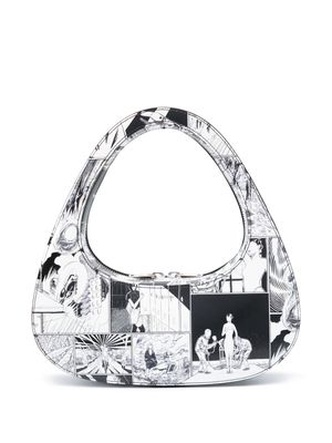 Coperni Swipe comic-print shoulder bag - Black