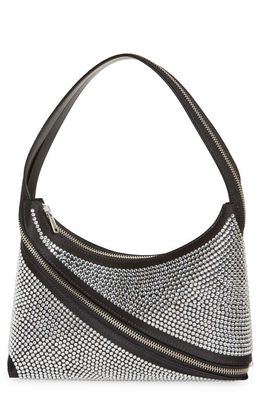 Coperni Swipe Crystal Zip Baguette Handbag in Black
