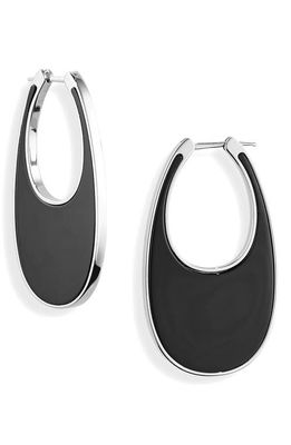 Coperni Swipe Large Lacquered Enamel Earrings in Black