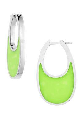 Coperni Swipe Medium Lacquered Enamel Earrings in Apple Green
