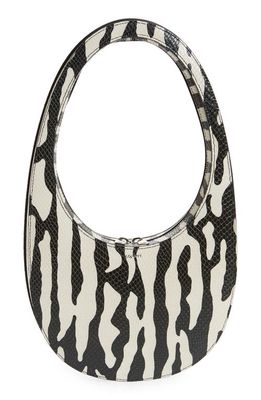 Coperni Swipe Zebra Print Snakeskin Embossed Leather Handbag in Black/White