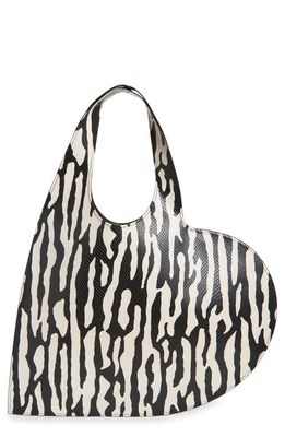 Coperni Zebra Print Heart Tote Bag in Black/White