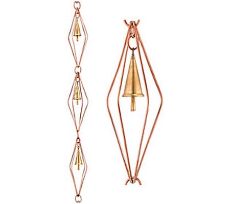 Copper Diamond 8.5' Rain Chain with Bells by Go od Directions
