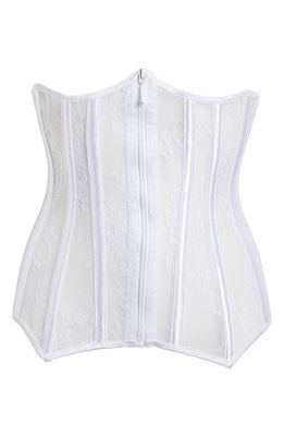 Coquette Lace Waist Cincher in White 