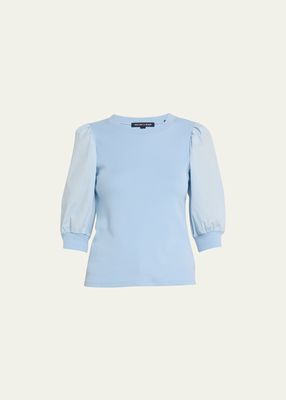 Coralee Knit Puff-Sleeve Top