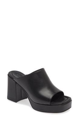Cordani Bonnie Block Heel Platform Slide Sandal in Black Leather