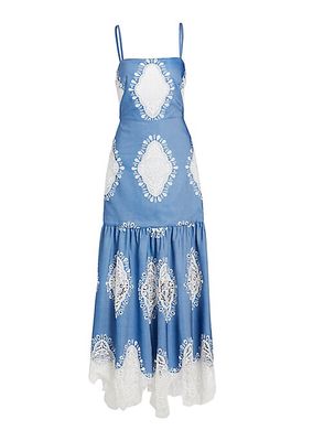 Cordiela Lace-Embroidered Cotton-Blend Maxi Dress