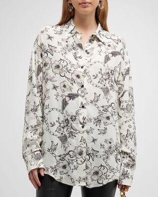 Corisha Floral-Print Crepe De Chine Shirt