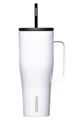 Corkcicle 30-Ounce Insulated Cup with Straw in Gloss White