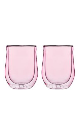 Corkcicle Glass Stemless Cup Double Pack in Blush.