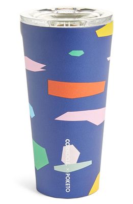 Corkcicle x Poketo Insulated 16-Ounce Stainless Steel Tumbler in Blue Confetti
