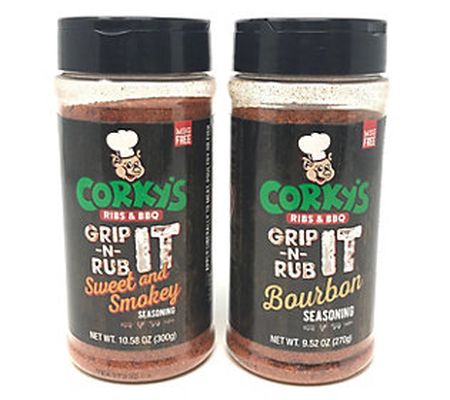 Corky's Set of 2 Bottles of Bourbon and Sweet & Smokey Dry Rub