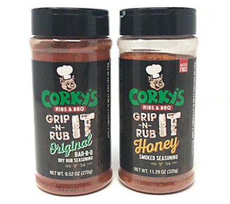 Corky's Set of 2 Bottles of Orignal and Honey S moke Dry Rub