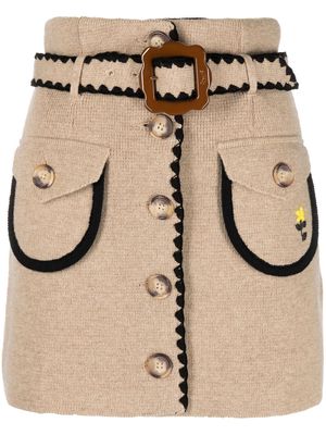 CORMIO belted button-up wool skirt - Neutrals