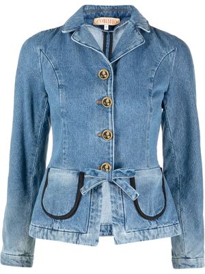 CORMIO bow-detail denim jacket - Blue
