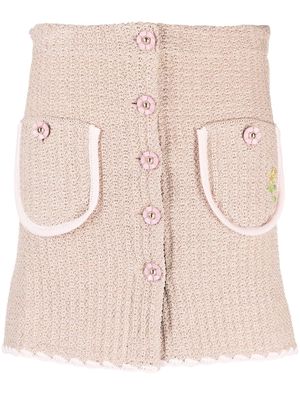 CORMIO Chiara flower-buttons knitted miniskirt - Neutrals