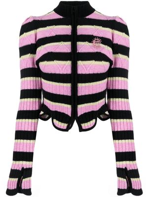 CORMIO Divina striped ruffled cardigan - Pink