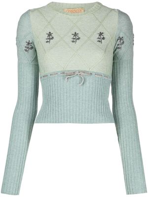 CORMIO floral-detailing knitted top - Green