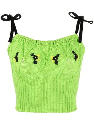 CORMIO floral-embroidered knitted top - Green