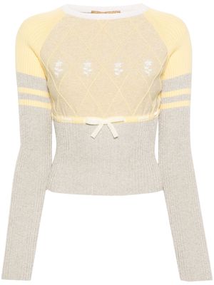 CORMIO floral-embroidered ribbed-knit jumper - Yellow