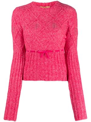 CORMIO floral-embroidered tied-waist jumper - Pink