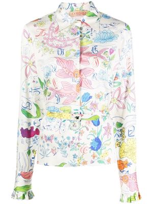 CORMIO graphic-print belted shirt - White