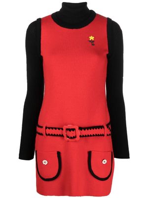 CORMIO Harriet two-tone wool dress - Red