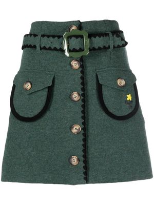 CORMIO Helga belted wool mini skirt - Green