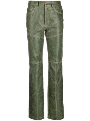 CORMIO high waist leather trousers - Green