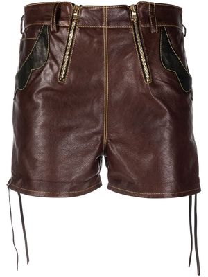 CORMIO high-waisted leather short - Brown