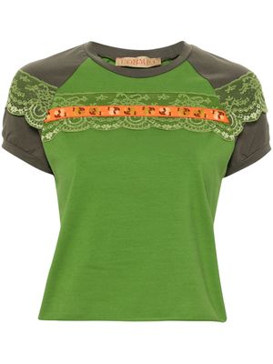 CORMIO lace-panelling raglan T-shirt - Green