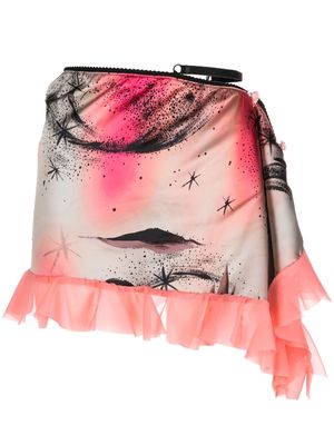 CORMIO Lauren graphic-print asymmetric miniskirt - Pink