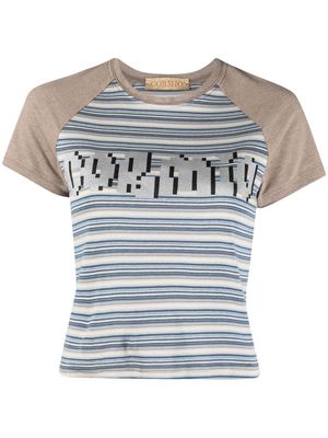 CORMIO logo-print striped cotton T-shirt - Blue