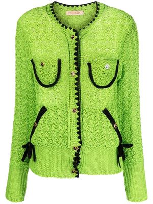 CORMIO open-knit button-up cardigan - Green