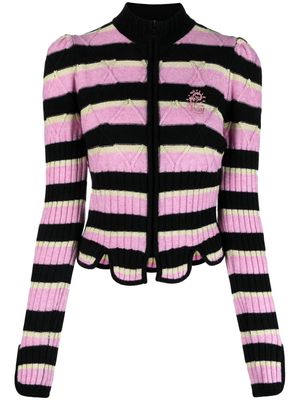 CORMIO stripe-pattern cable-knit jumper - Pink