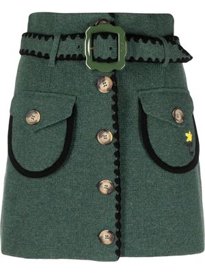 CORMIO wool belted A-line skirt - Green