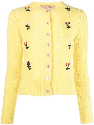 CORMIO wool floral-embroidered cardigan - Yellow