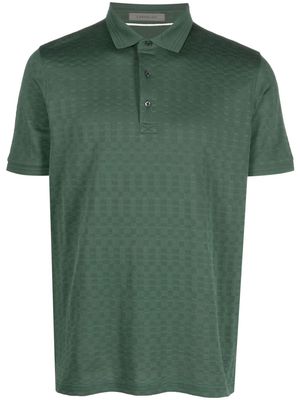 Corneliani checkerboard short-sleeve polo shirt - Green