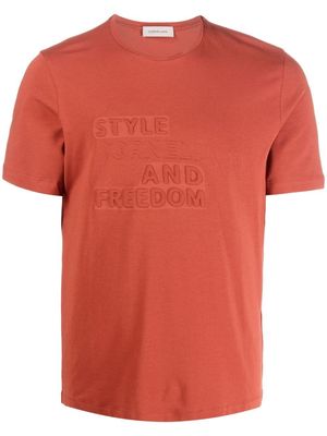CORNELIANI debossed-logo cotton T-shirt - Red