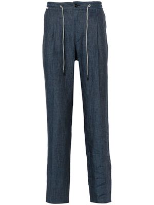 Corneliani elasticated-waist linen trousers - Blue
