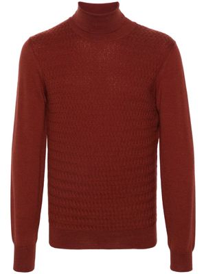 Corneliani embossed-knit virgin-wool jumper - Red