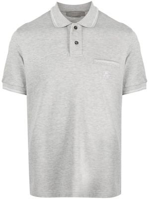 Corneliani embroidered-logo polo shirt - Grey