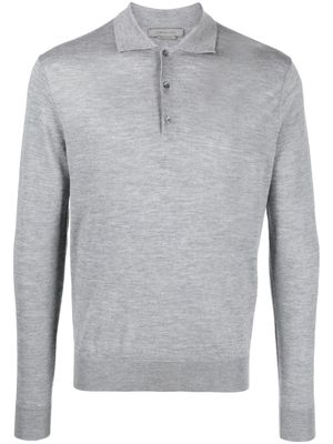 Corneliani fine-knit long-sleeve polo shirt - Grey