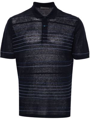 Corneliani fine-knit striped polo shirt - Blue