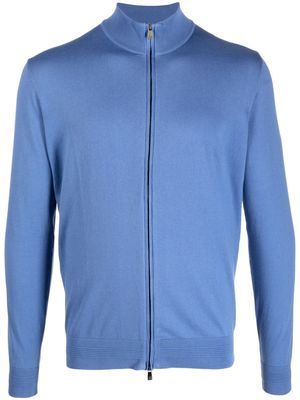 Corneliani fine-knit zip-up cardigan - Blue