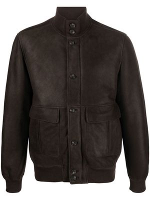 Corneliani funnel-collar sheepskin jacket - Brown