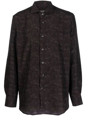 Corneliani graphic-print cotton shirt - Brown